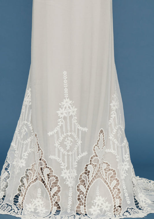 S0508 EMBROIDERED SILK GEORGETTE CHIFFON AND GUIPIURE