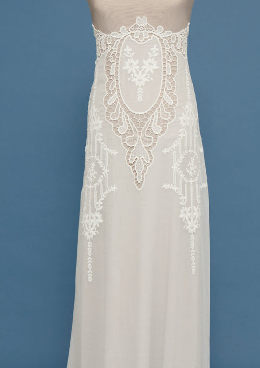S0508 EMBROIDERED SILK GEORGETTE CHIFFON AND GUIPIURE