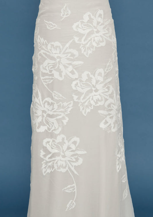 S0510 GASA DE SEDA GEORGETTE BORDADA