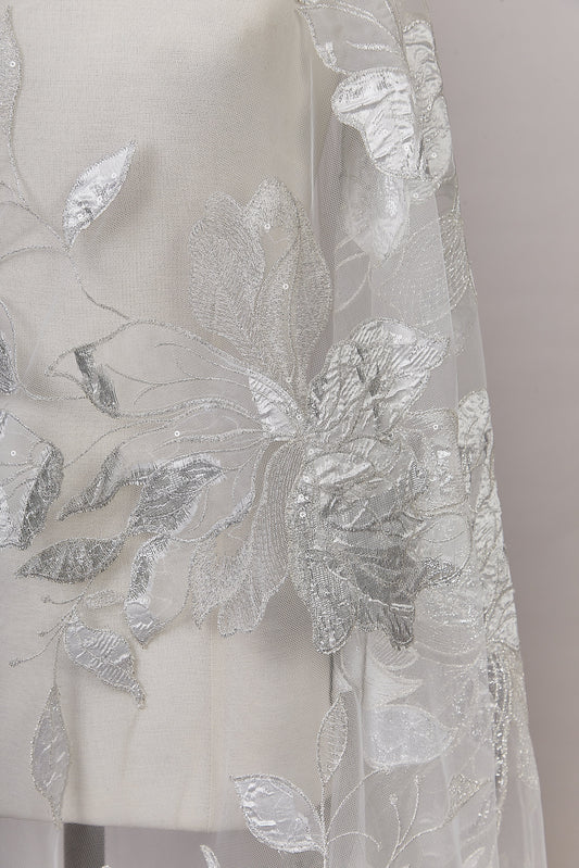 S0629 TUL BORDADOS CON FLORES DE JACQUARD