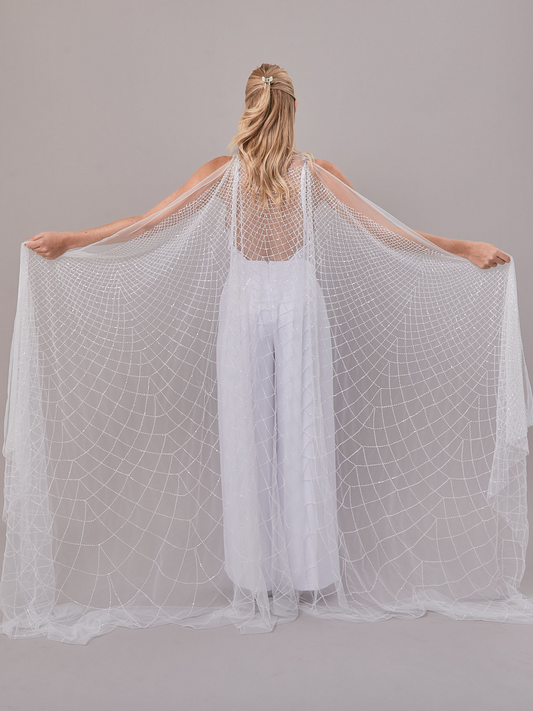 S0645 Tul bordado con mostacillas off white