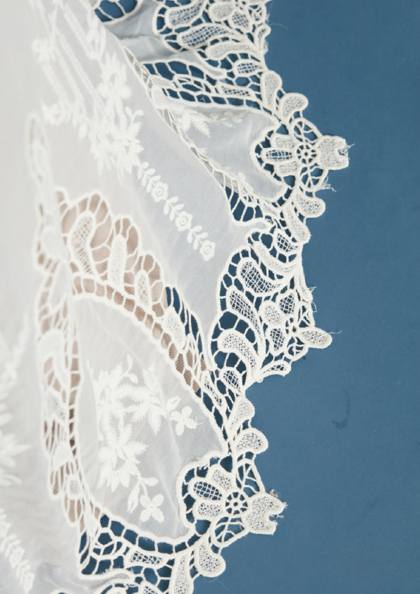 S0508 EMBROIDERED SILK GEORGETTE CHIFFON AND GUIPIURE