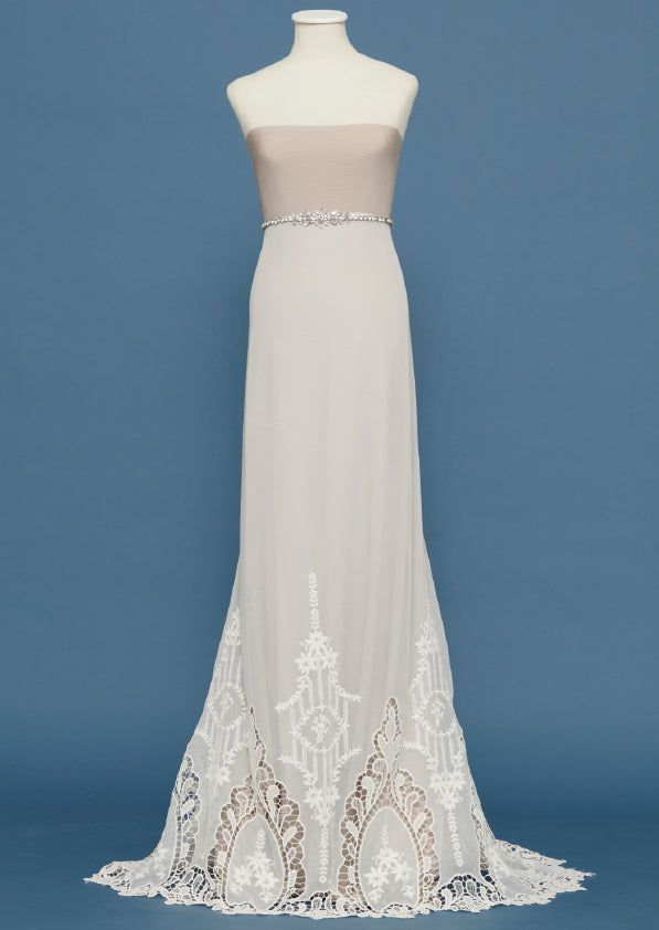 S0508 EMBROIDERED SILK GEORGETTE CHIFFON AND GUIPIURE