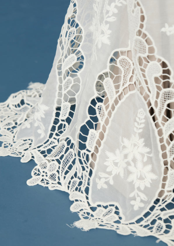 S0508 EMBROIDERED SILK GEORGETTE CHIFFON AND GUIPIURE