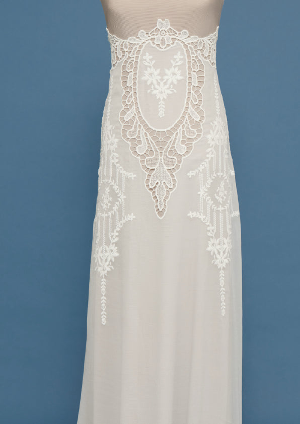 S0508 EMBROIDERED SILK GEORGETTE CHIFFON AND GUIPIURE