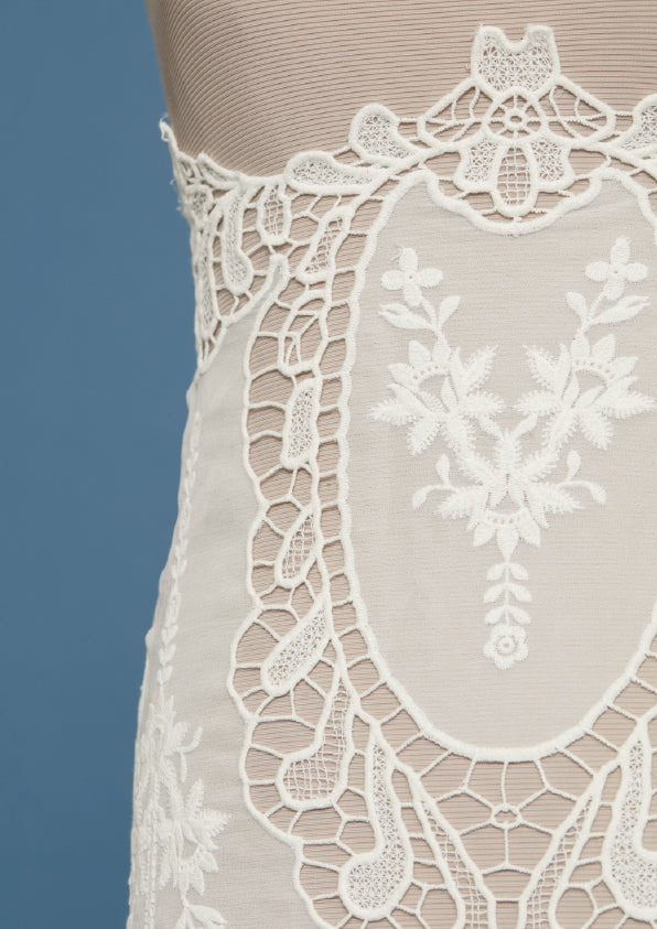 S0508 EMBROIDERED SILK GEORGETTE CHIFFON AND GUIPIURE