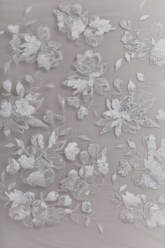 S0629 TUL BORDADOS CON FLORES DE JACQUARD