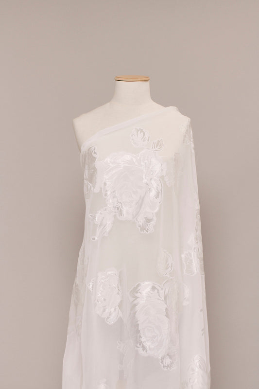 S0530 GASA DE SEDA Y VISCOSA CON FLORES JACQUARD